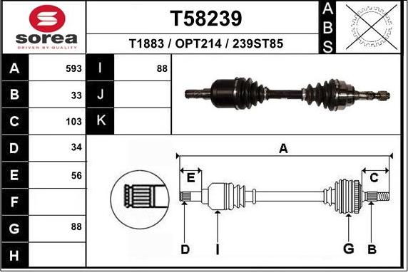 EAI T58239 - Albero motore / Semiasse autozon.pro