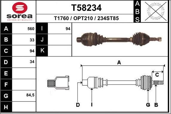 EAI T58234 - Albero motore / Semiasse autozon.pro