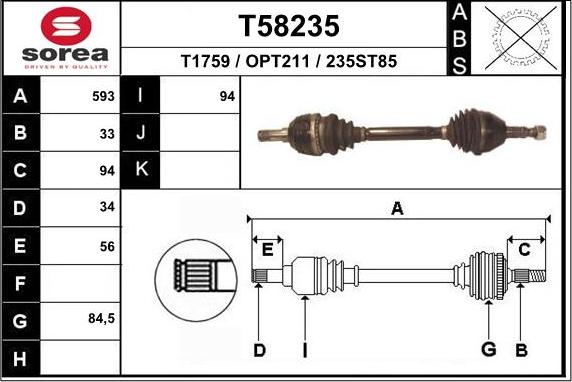 EAI T58235 - Albero motore / Semiasse autozon.pro