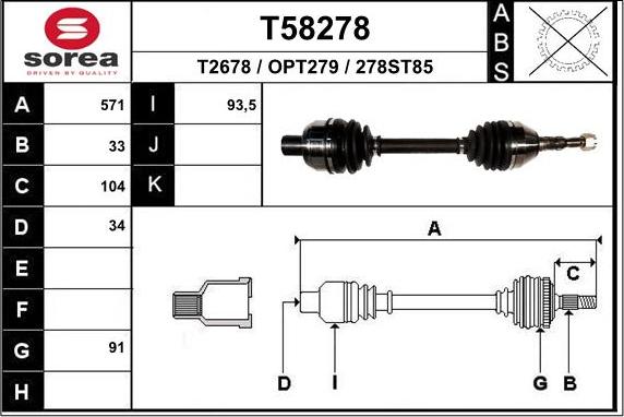 EAI T58278 - Albero motore / Semiasse autozon.pro