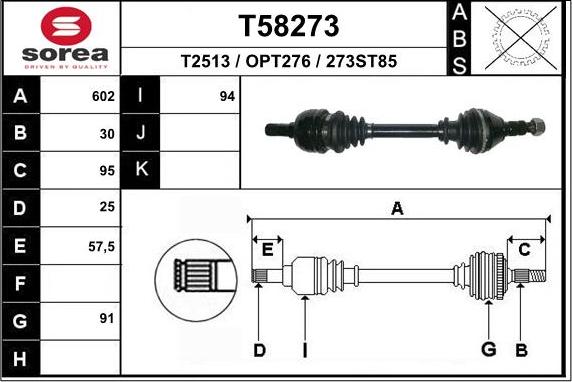 EAI T58273 - Albero motore / Semiasse autozon.pro