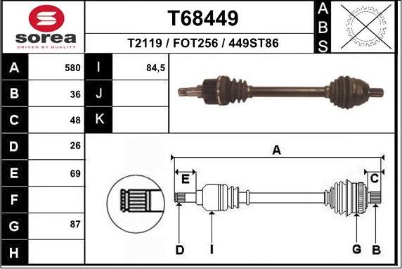 EAI T68449 - Albero motore / Semiasse autozon.pro