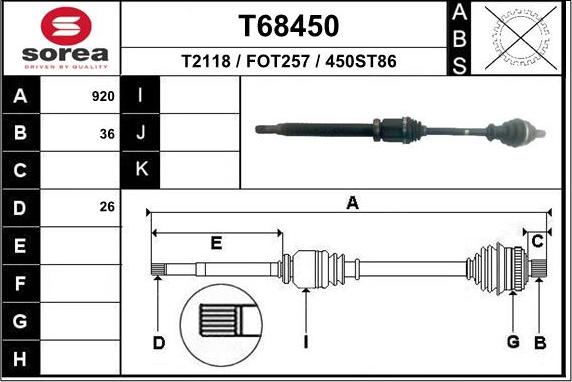 EAI T68450 - Albero motore / Semiasse autozon.pro