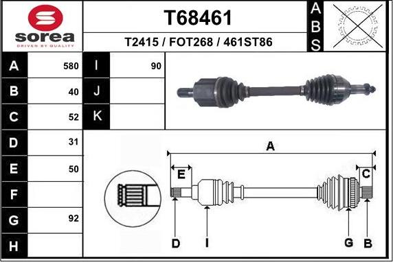 EAI T68461 - Albero motore / Semiasse autozon.pro