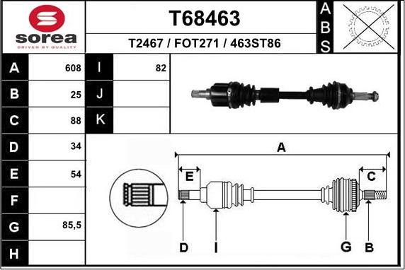 EAI T68463 - Albero motore / Semiasse autozon.pro