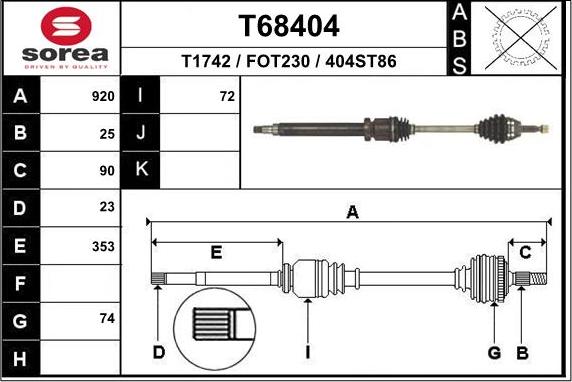 EAI T68404 - Albero motore / Semiasse autozon.pro