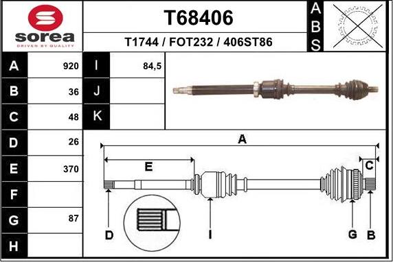 EAI T68406 - Albero motore / Semiasse autozon.pro