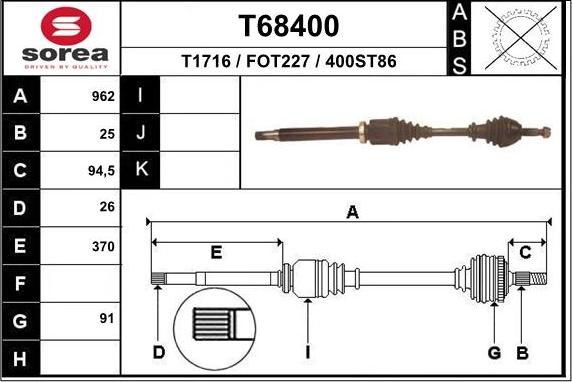 EAI T68400 - Albero motore / Semiasse autozon.pro