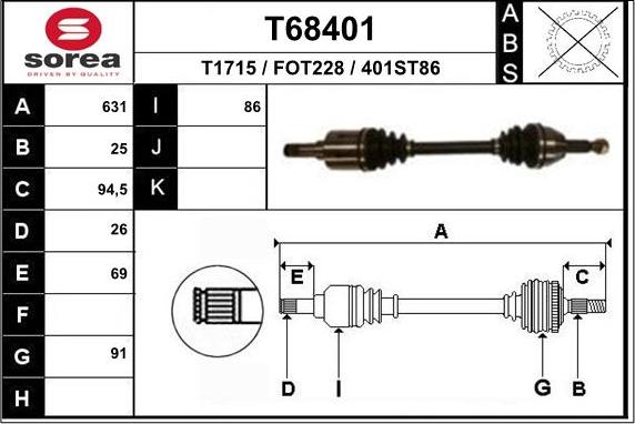 EAI T68401 - Albero motore / Semiasse autozon.pro