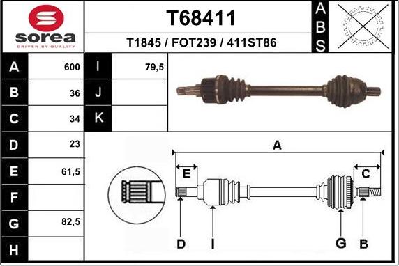 EAI T68411 - Albero motore / Semiasse autozon.pro