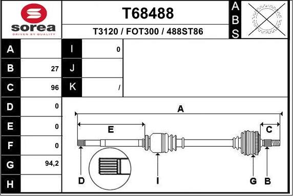 EAI T68488 - Albero motore / Semiasse autozon.pro