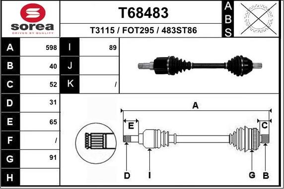 EAI T68483 - Albero motore / Semiasse autozon.pro