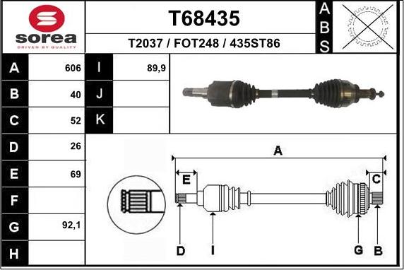 EAI T68435 - Albero motore / Semiasse autozon.pro