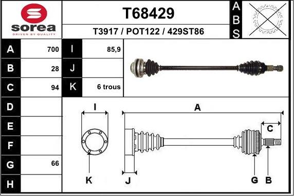 EAI T68429 - Albero motore / Semiasse autozon.pro