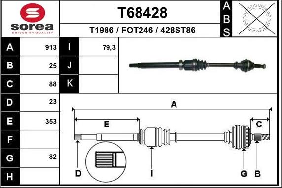 EAI T68428 - Albero motore / Semiasse autozon.pro