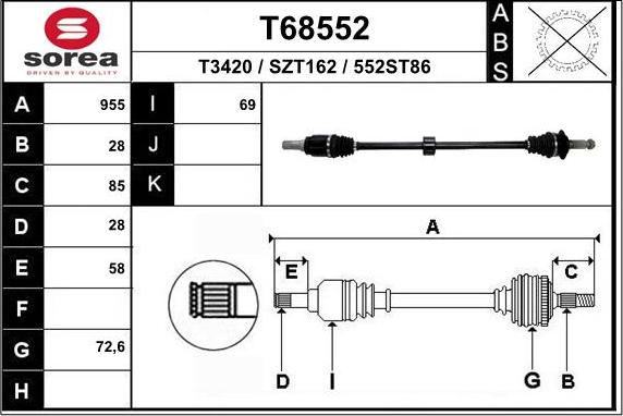 EAI T68552 - Albero motore / Semiasse autozon.pro