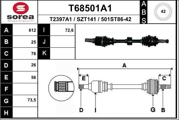 EAI T68501A1 - Albero motore / Semiasse autozon.pro