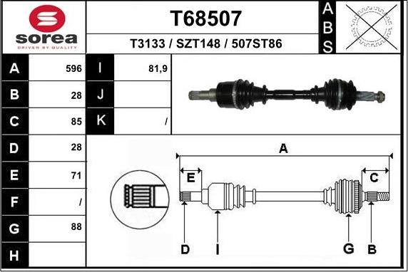 EAI T68507 - Albero motore / Semiasse autozon.pro