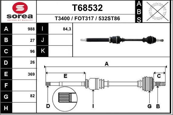 EAI T68532 - Albero motore / Semiasse autozon.pro