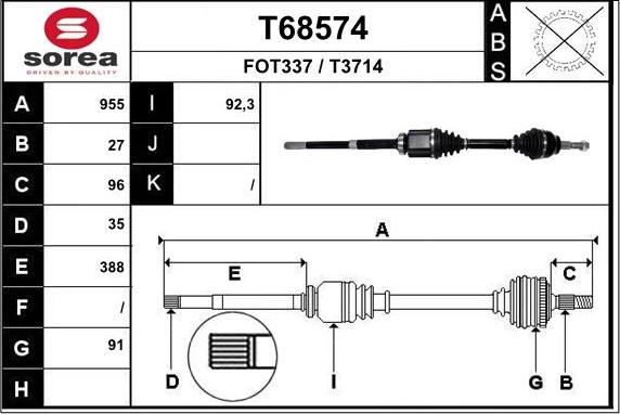 EAI T68574 - Albero motore / Semiasse autozon.pro