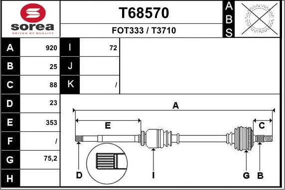 EAI T68570 - Albero motore / Semiasse autozon.pro