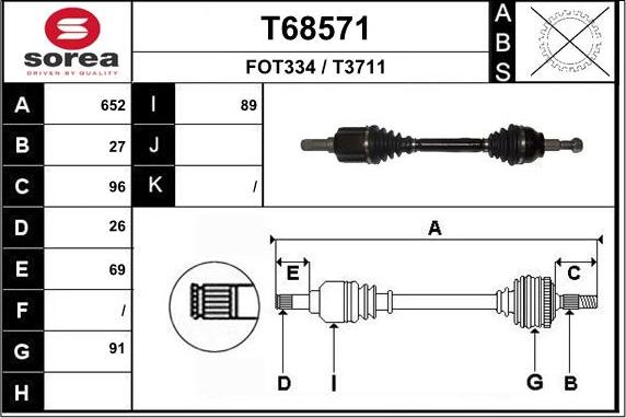 EAI T68571 - Albero motore / Semiasse autozon.pro