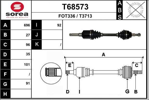 EAI T68573 - Albero motore / Semiasse autozon.pro