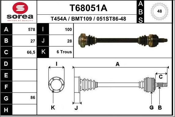 EAI T68051A - Albero motore / Semiasse autozon.pro