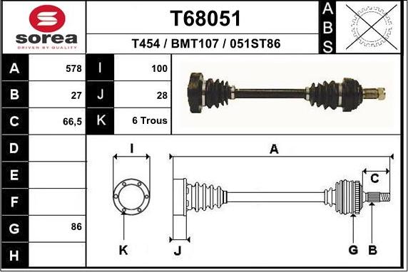 EAI T68051 - Albero motore / Semiasse autozon.pro