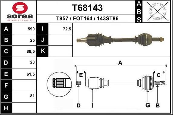 EAI T68143 - Albero motore / Semiasse autozon.pro