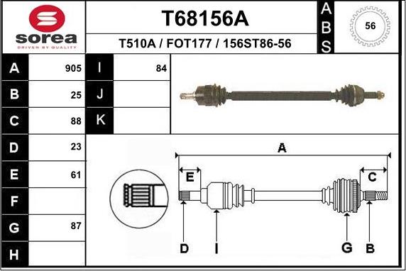 EAI T68156A - Albero motore / Semiasse autozon.pro