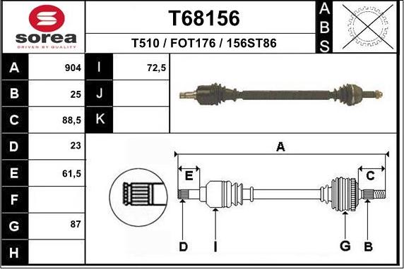 EAI T68156 - Albero motore / Semiasse autozon.pro