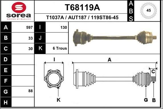 EAI T68119A - Albero motore / Semiasse autozon.pro