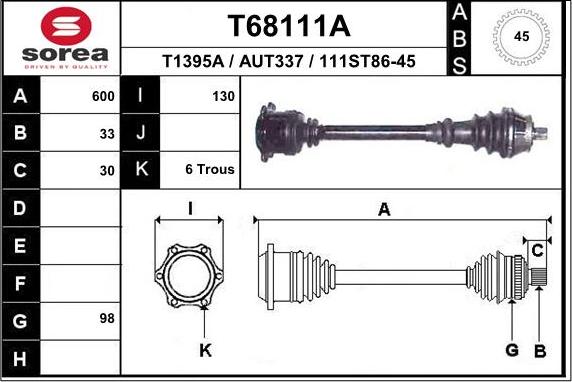 EAI T68111A - Albero motore / Semiasse autozon.pro