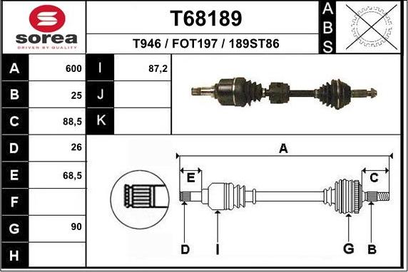 EAI T68189 - Albero motore / Semiasse autozon.pro