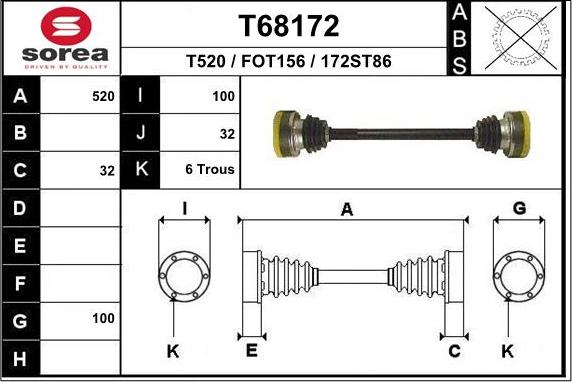 EAI T68172 - Albero motore / Semiasse autozon.pro