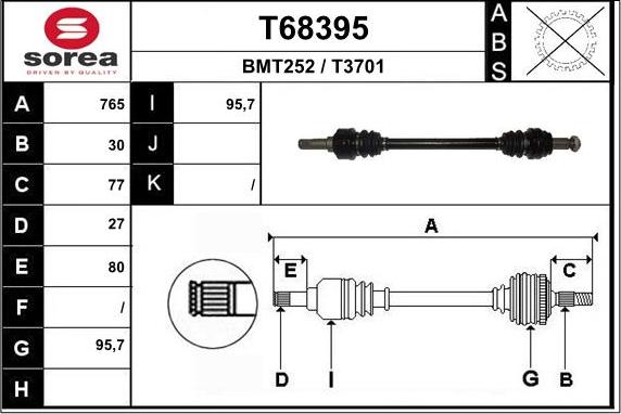 EAI T68395 - Albero motore / Semiasse autozon.pro