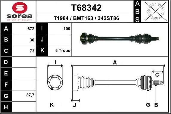 EAI T68342 - Albero motore / Semiasse autozon.pro