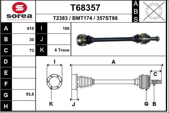 EAI T68357 - Albero motore / Semiasse autozon.pro