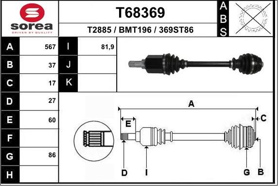 EAI T68369 - Albero motore / Semiasse autozon.pro