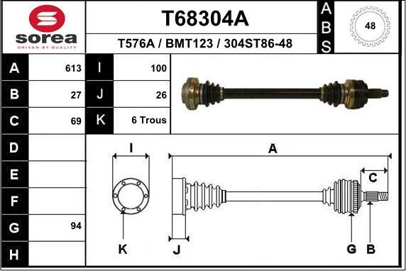 EAI T68304A - Albero motore / Semiasse autozon.pro