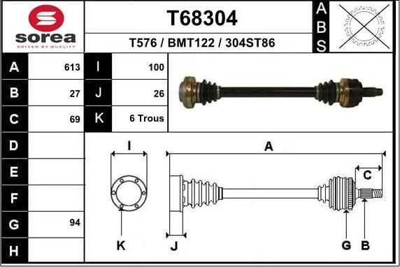 EAI T68304 - Albero motore / Semiasse autozon.pro