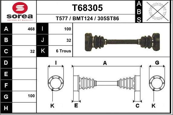 EAI T68305 - Albero motore / Semiasse autozon.pro