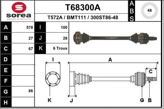 EAI T68300A - Albero motore / Semiasse autozon.pro