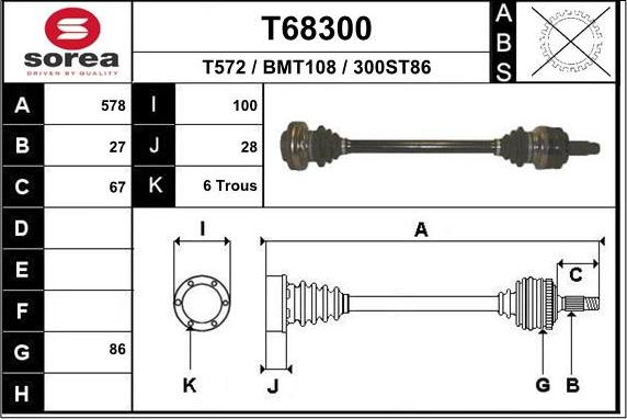 EAI T68300 - Albero motore / Semiasse autozon.pro