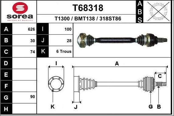 EAI T68318 - Albero motore / Semiasse autozon.pro