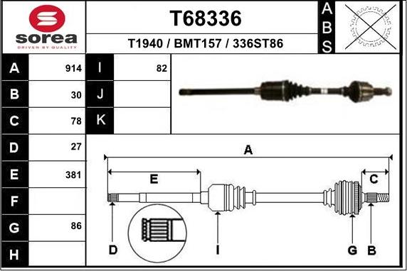 EAI T68336 - Albero motore / Semiasse autozon.pro