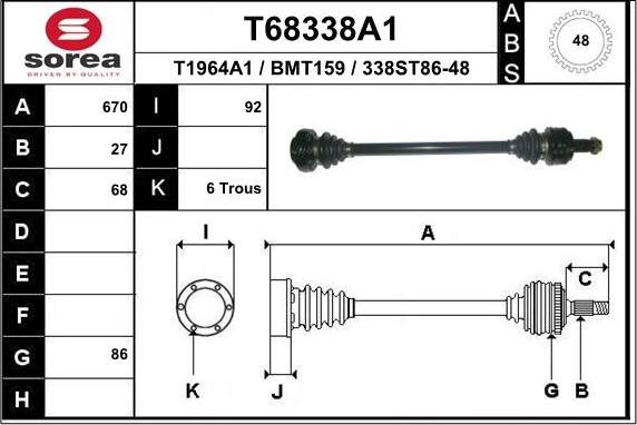 EAI T68338A1 - Albero motore / Semiasse autozon.pro