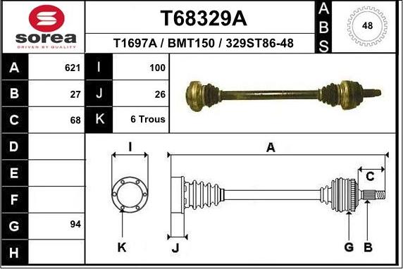 EAI T68329A - Albero motore / Semiasse autozon.pro