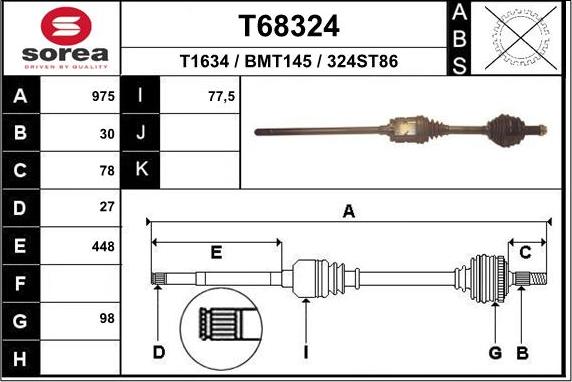 EAI T68324 - Albero motore / Semiasse autozon.pro